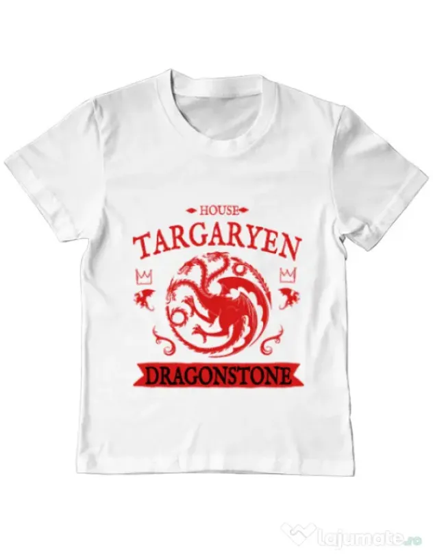 Tricou ADLER copil House Targaryen Alb