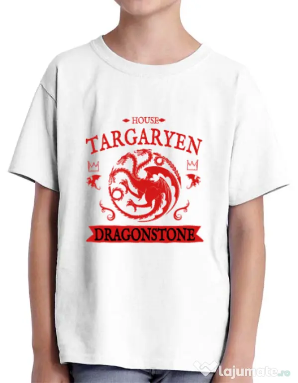 Tricou ADLER copil House Targaryen Alb