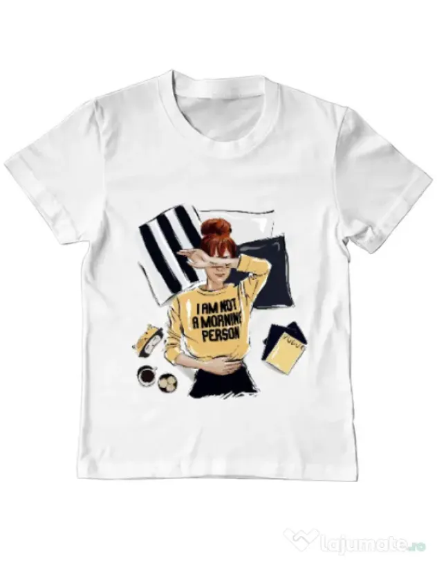 Tricou ADLER copil I am not a morning person Alb