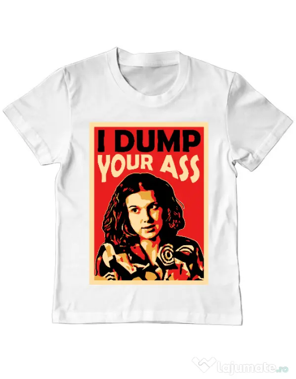 Tricou ADLER copil I dump your ass Alb