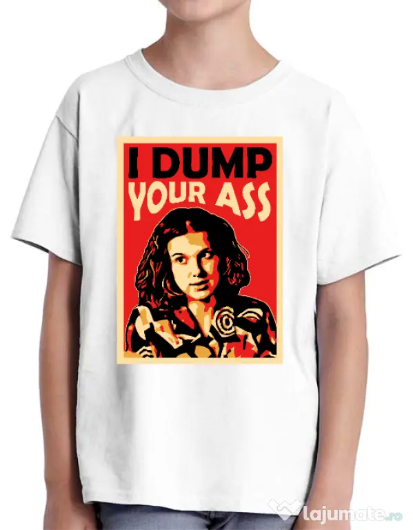 Tricou ADLER copil I dump your ass Alb