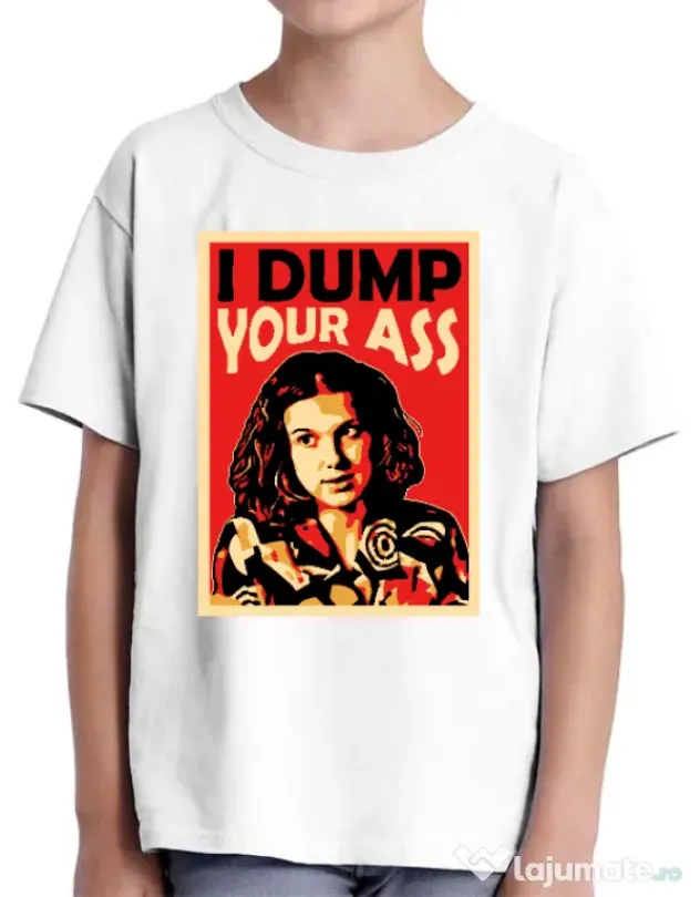 Tricou ADLER copil I dump your ass Alb