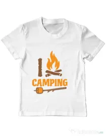 Tricou ADLER copil I love Camping Alb
