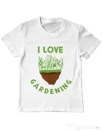 Tricou ADLER copil I love gardening Alb