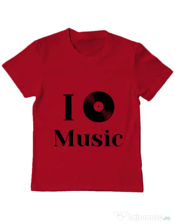 Tricou ADLER copil I love music Rosu