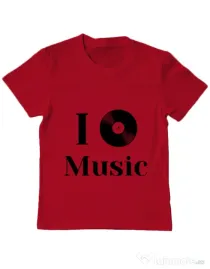 Tricou ADLER copil I love music Rosu