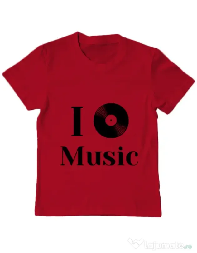 Tricou ADLER copil I love music Rosu