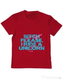 Tricou ADLER copil I ride a unicorn Rosu