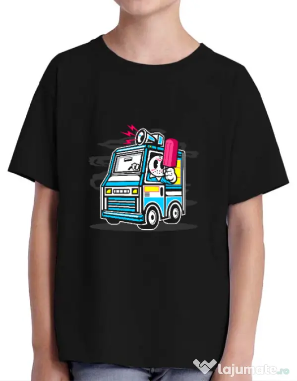 Tricou ADLER copil Ice Cream Truck Negru
