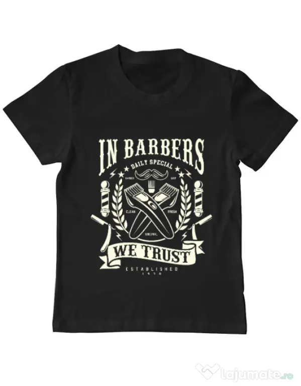 Tricou ADLER copil In Barbers We Trust Negru