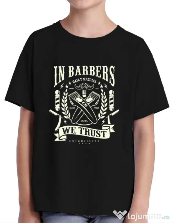 Tricou ADLER copil In Barbers We Trust Negru