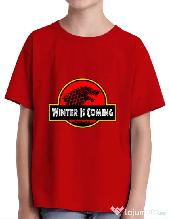 Tricou ADLER copil Jurassic winter Rosu