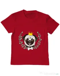 Tricou ADLER copil King Of Pug Rosu