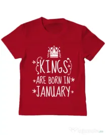 Tricou ADLER copil Kings are born in january Rosu