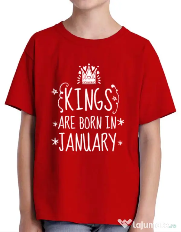 Tricou ADLER copil Kings are born in january Rosu