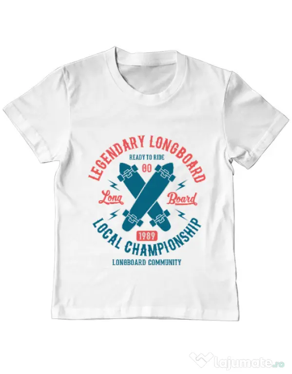 Tricou ADLER copil Legendary Longboard Alb