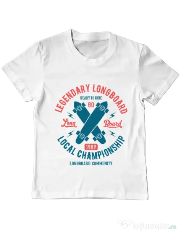 Tricou ADLER copil Legendary Longboard Alb