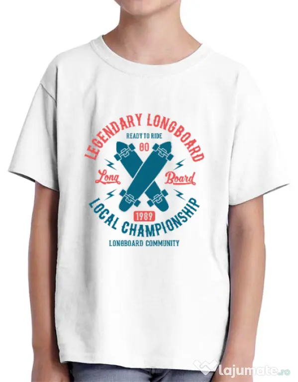 Tricou ADLER copil Legendary Longboard Alb