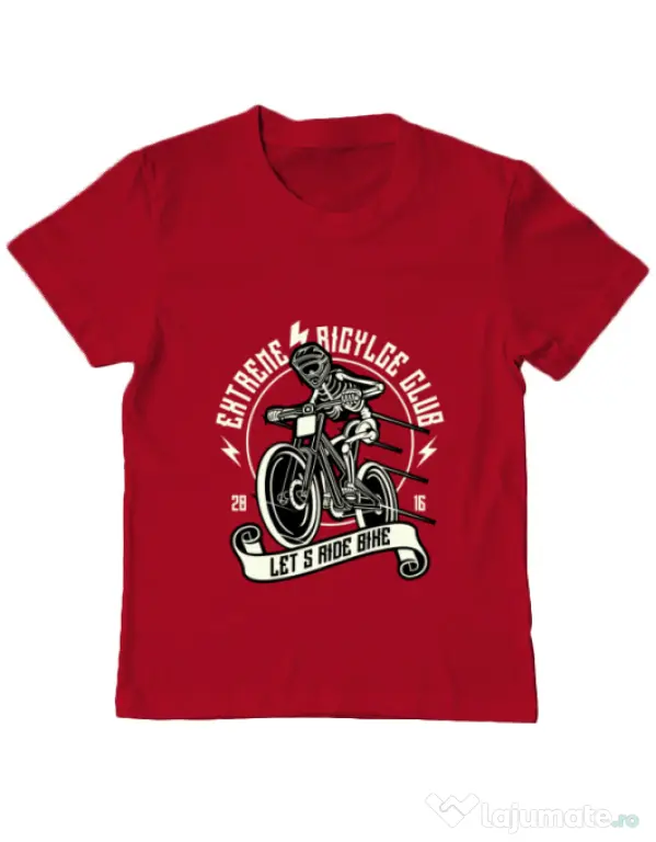 Tricou ADLER copil Lets Ride Bike Rosu