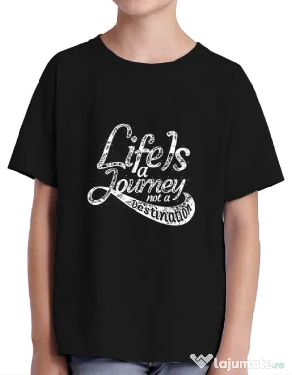 Tricou ADLER copil Life Is A Journey Negru