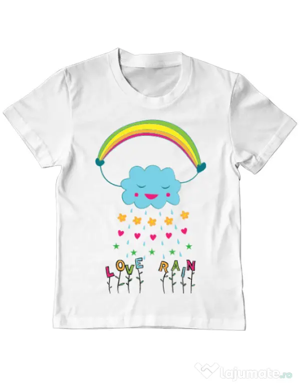 Tricou ADLER copil Love rain Alb