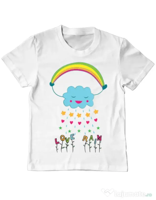 Tricou ADLER copil Love rain Alb