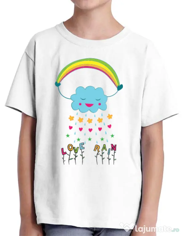 Tricou ADLER copil Love rain Alb