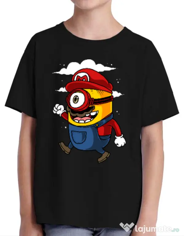 Tricou ADLER copil Mario minion Negru