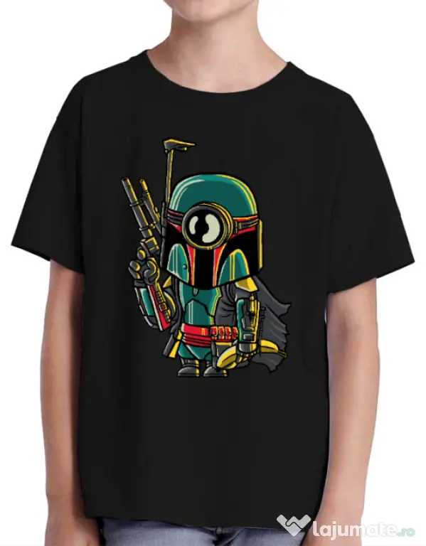 Tricou ADLER copil Minion Boba Fett Negru