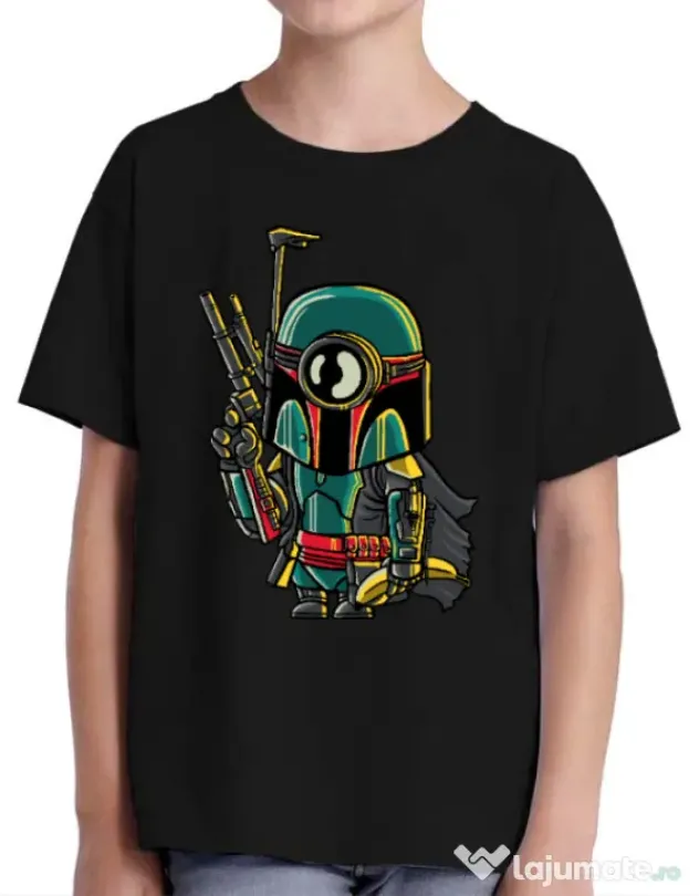 Tricou ADLER copil Minion Boba Fett Negru