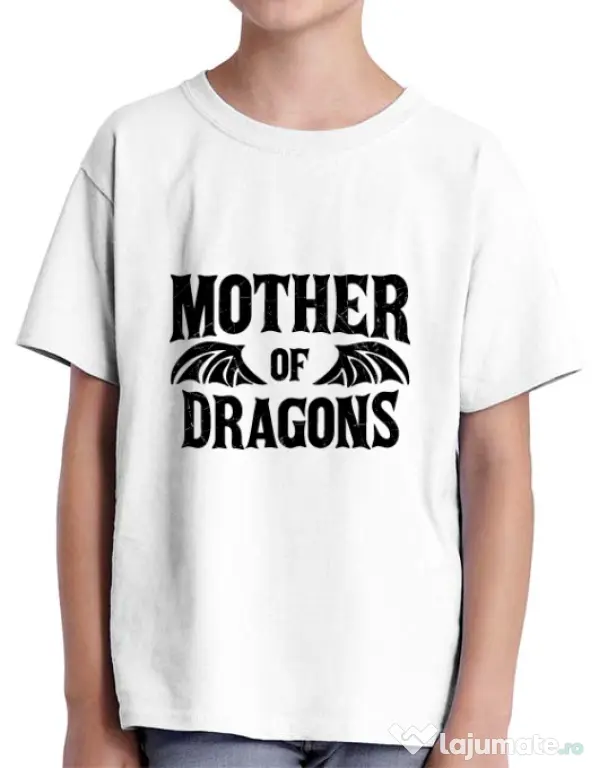 Tricou ADLER copil Mother of dragons 2 Alb