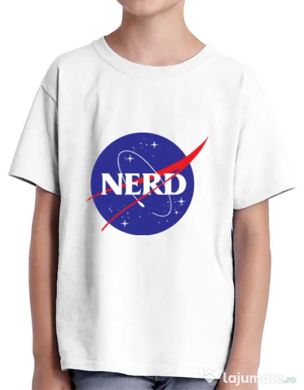 Tricou ADLER copil Nerd Alb