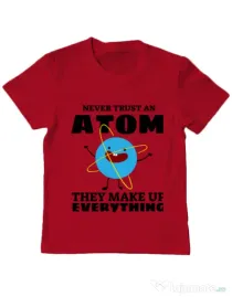 Tricou ADLER copil Never trust an atom Rosu