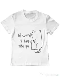Tricou ADLER copil Nine lives Alb