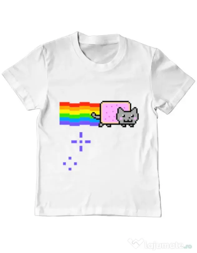 Tricou ADLER copil Nyan cat Alb