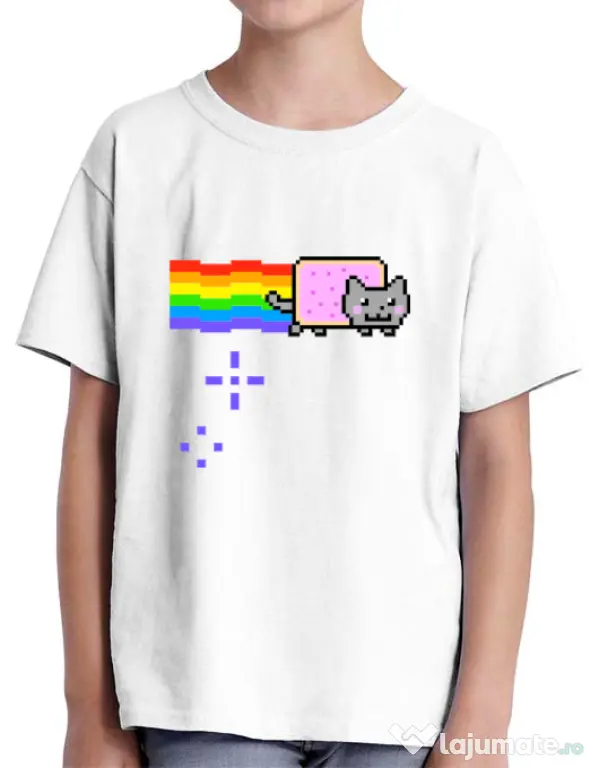 Tricou ADLER copil Nyan cat Alb
