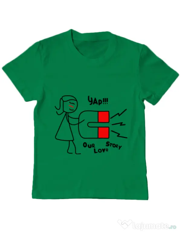 Tricou ADLER copil Our love story 1 Verde mediu
