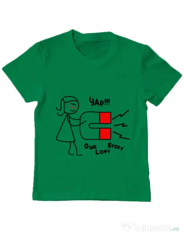 Tricou ADLER copil Our love story 1 Verde mediu