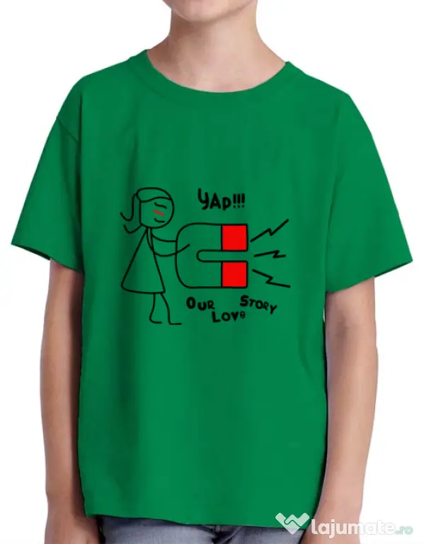 Tricou ADLER copil Our love story 1 Verde mediu