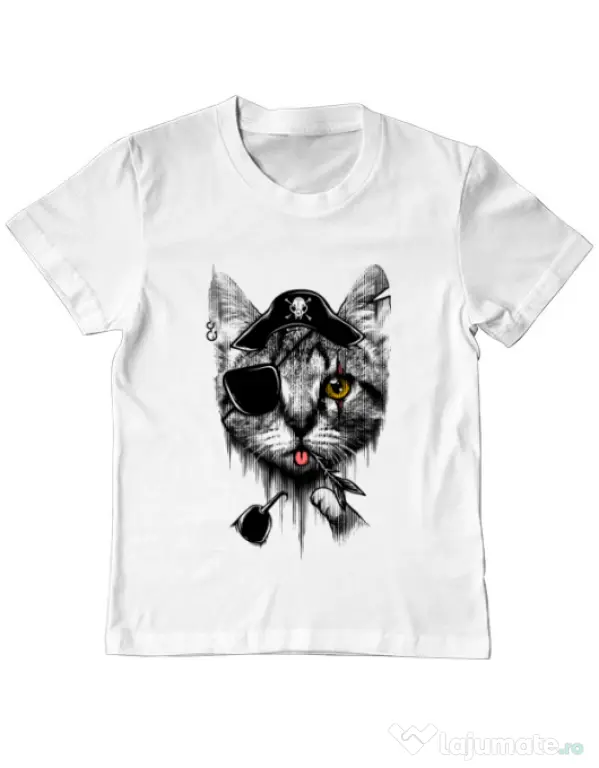 Tricou ADLER copil Piratecat Alb