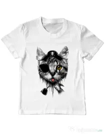 Tricou ADLER copil Piratecat Alb
