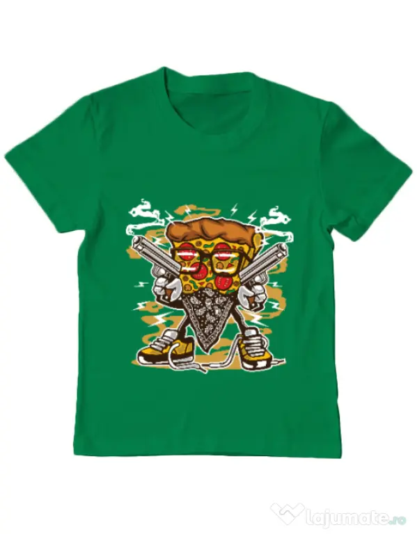 Tricou ADLER copil Pizza Gangster Verde mediu