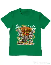 Tricou ADLER copil Pizza Gangster Verde mediu