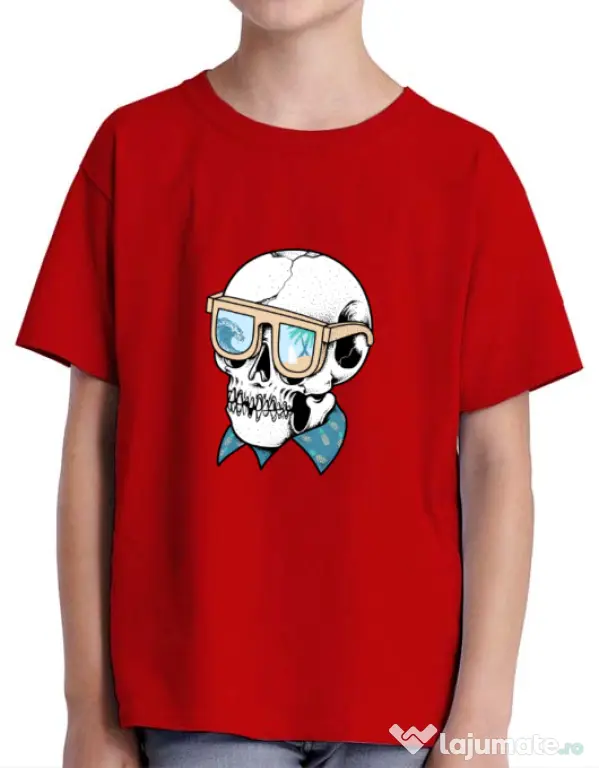 Tricou ADLER copil Skull Holiday Rosu