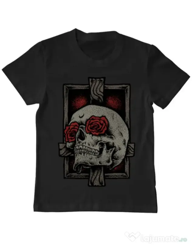 Tricou ADLER copil Skullcross Negru