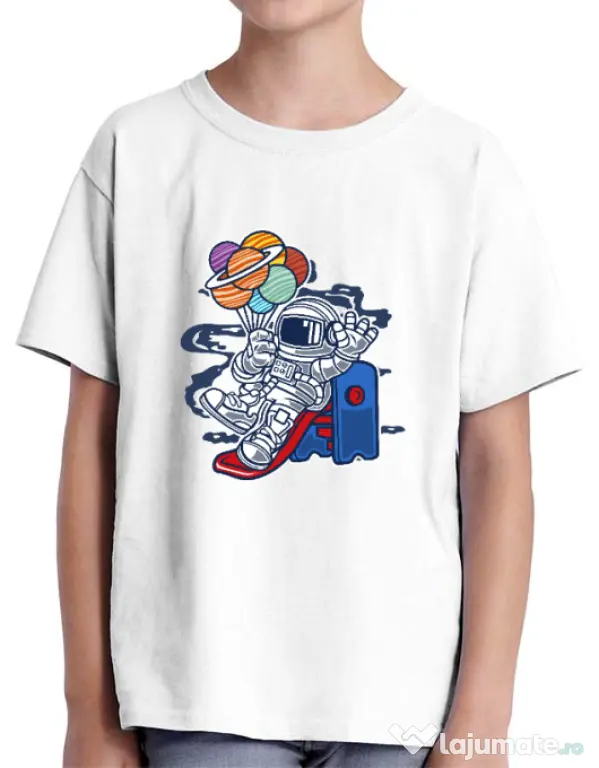 Tricou ADLER copil Space Slider Alb