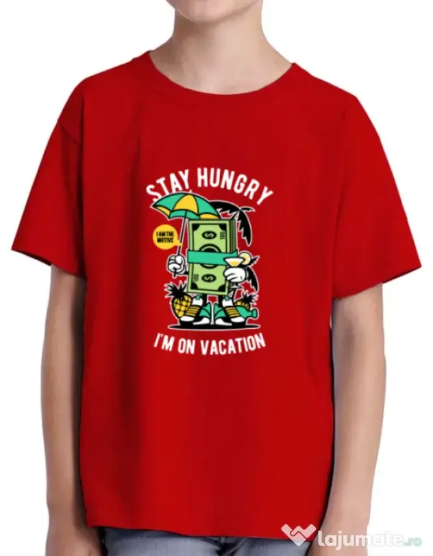 Tricou ADLER copil Stay Hungry Rosu