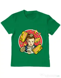 Tricou ADLER copil Stranger Waffles Verde mediu