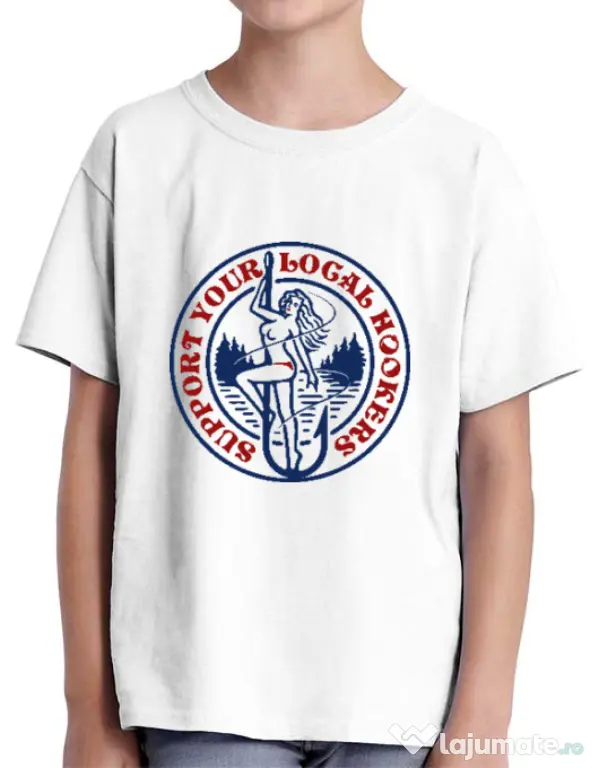 Tricou ADLER copil SUPPORT YOUR LOCAL HOOKERS Alb