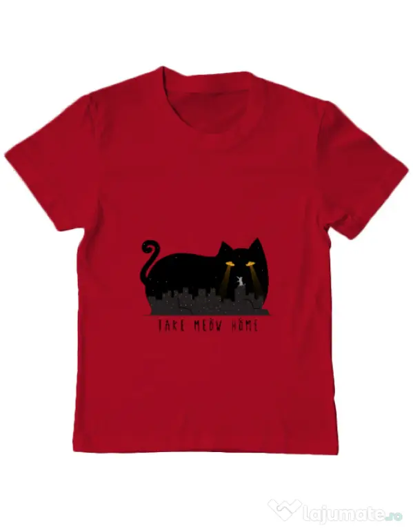 Tricou ADLER copil Take Meow Home Rosu